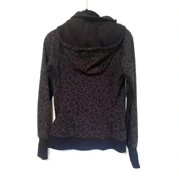 Athleta jacket grey and black cheetah print‎ womens size small with hood - Picture 4 of 5